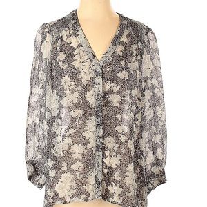 JOIE S loose floral gray silk blouse in excellent condition- might fit M too